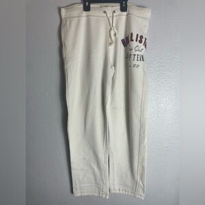 Hollister Cream Sweatpants with Purple Logo